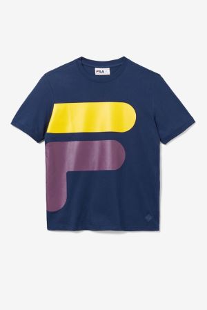 FILA Corp Tee Shirts Navy / Yellow,Mens Clothing | CA.INAMFC681